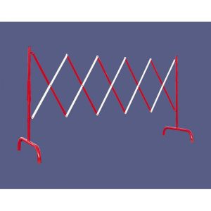 Barrière extensible acier rouge et blanc - Vendue par lot de 4 pièces