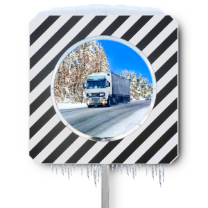 Miroir routier en inox avec dispositif ANTIGIVRE ET ANTIBUÉE - Diamètre 600 mm