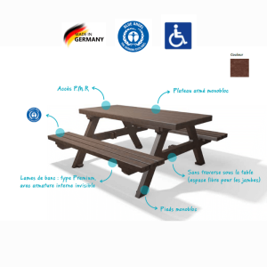 Table Pique Nique Isola 200 cm PMR  Lot de 5 Tables