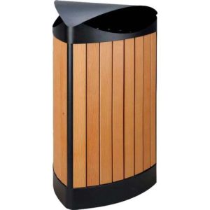 Poubelle d'Extérieur Triangle 60 L Finition Look Bois