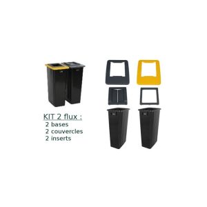 Conteneur PB 2x80L Biflux Noir - TRI-EN-KIT 2003