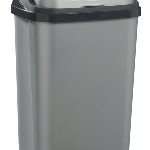 OKTOP Poubelle à couvercle coulissant 50L Gris / Gris