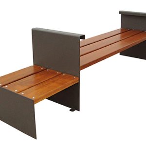 Banquette Gapeau Tôle d'acier en noir et bois tropical
