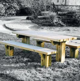 Table pique nique avec banquettes séparées 6 places 200 cm