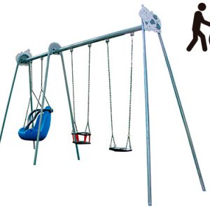 Balançoire Triple 1 siège plat+1 siège berceau+ 1 siège inclusif