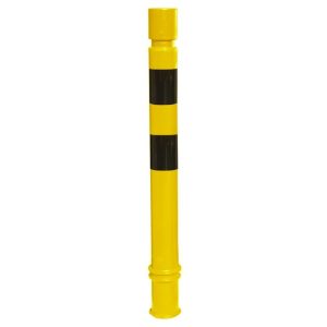 Poteau de protection à mémoire de forme en Polyuréthane tête cylindrique - à sceller - noir/jaune