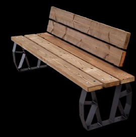 Banc Kompose en Pin avec dossier standard 162 cm