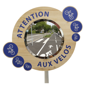 Miroir pour pistes cyclables sur cadre - Gamme Citymir - Diamètre 400 mm sur cadre Mélèze - Garantie 3 ans