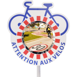 Miroir pour pistes cyclables sur cadre - Gamme Citymir - Diamètre 400 mm sur cadre PVC - Garantie 3 ans