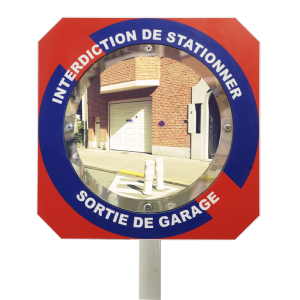 Miroir pour sortie de garage sur cadre "Interdiction de stationner" - Gamme Citymir - Garantie 3 ans