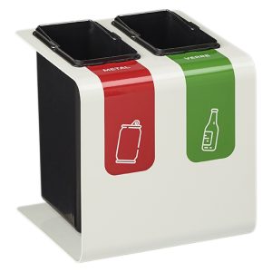 TRIBU Corbeille de tri 2 x 15L Blanc Signalisation