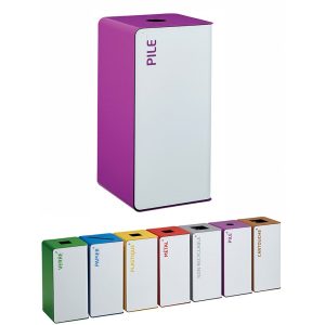 CUBATRI Borne de tri sélectif 75L sans serrure - INTERIEUR - Support sac sur glissière FAÇADE BLANCHE