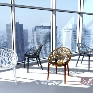 Lot de 4 Fauteuils CRYSTAL empilable en polycarbonate