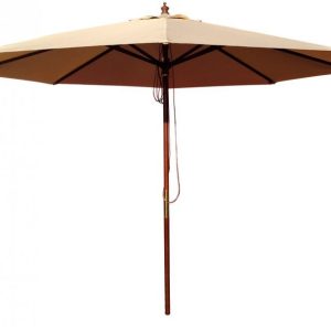 Lot de 5 PARASOLS rond en bois exotique - 3 m de diamètre