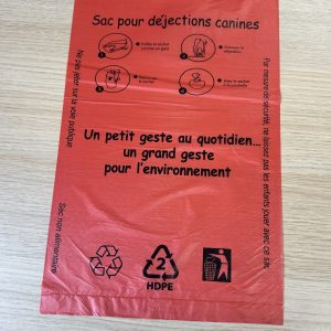 Liasse Sachet canin plastique recyclé long rouge