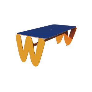 Table W Compact HPL finition plein avec trou de parasol