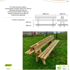 AD ADR124 BANC DOUBLE PINEDE A SCELLER BUFFHYERES COLLECTIVITES